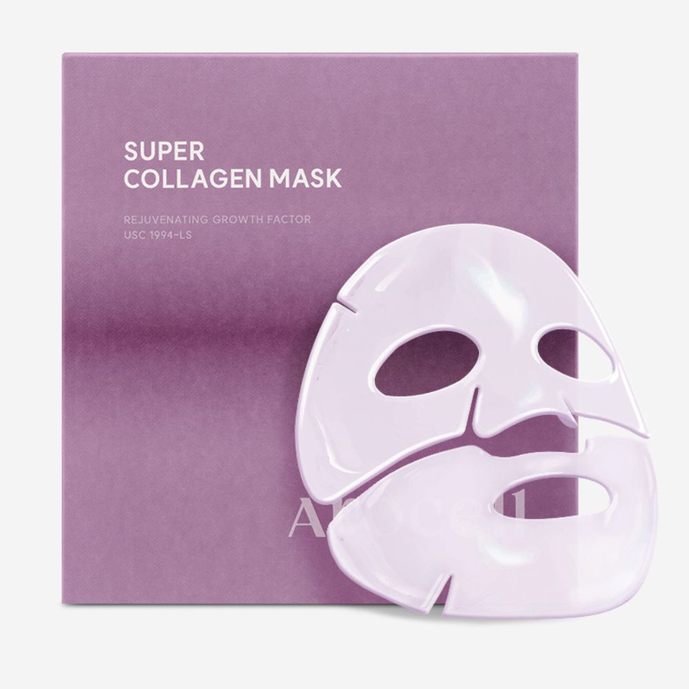 AROCELL Super Collagen Mask 4 Facial Sheet 5,000,000ppb Overnight Dual Matrix Hydrogel Masks with Low Molecular Weight Collagen for Elasticity Hydrating Anti-Aging Cooling Korean Skincare, 43g x 4ea