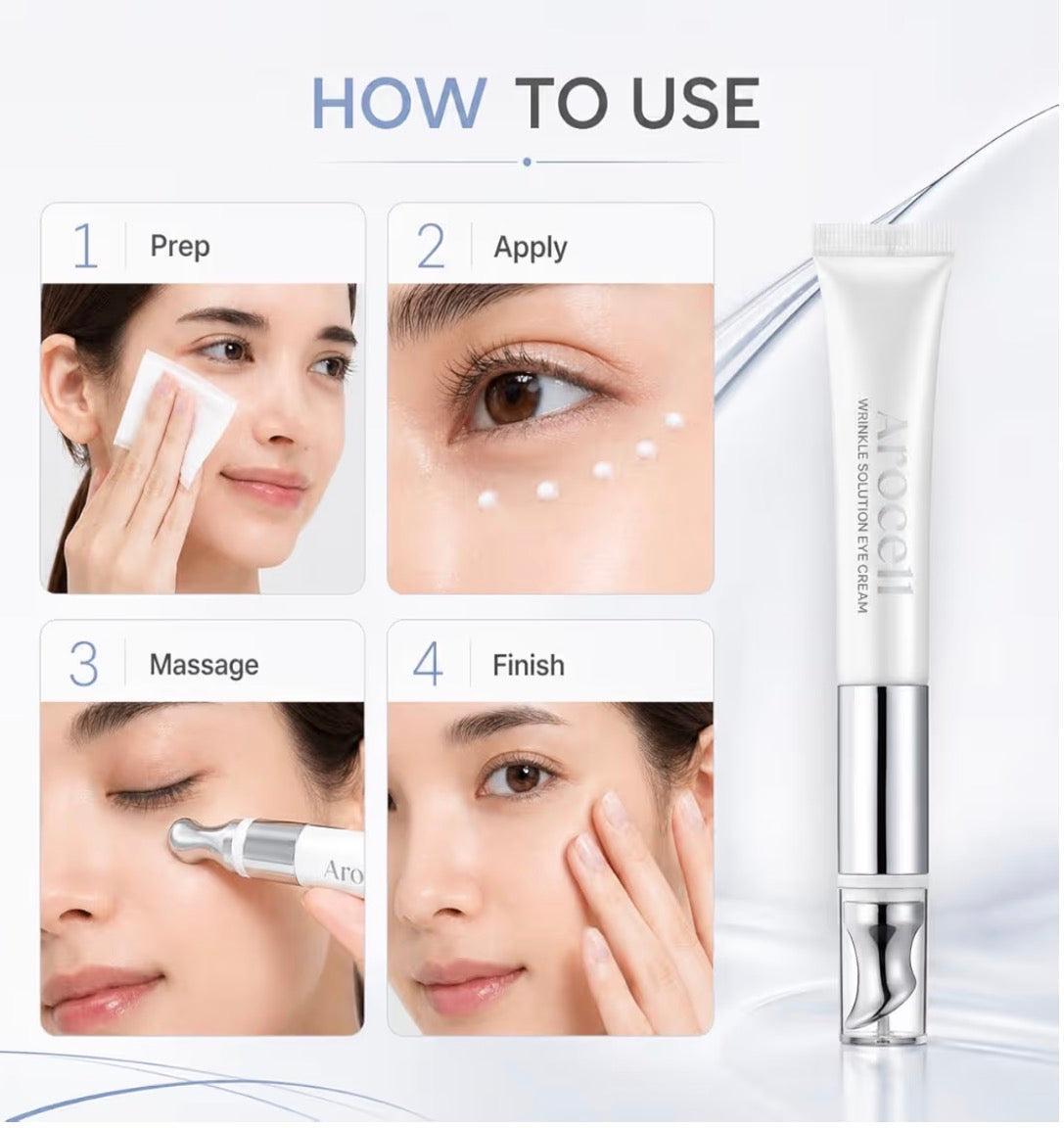 AROCELL Wrinkle Eye Cream– 12000 Vibrations/min Eye Cream with Collagen & Galvanic Care, Hydrating Moisturizing, Elasticity Boosting
