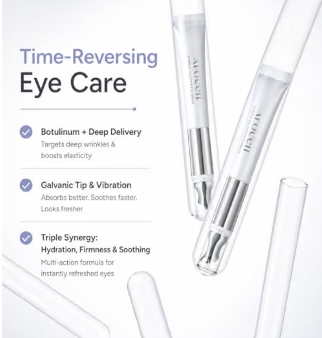 AROCELL Wrinkle Eye Cream– 12000 Vibrations/min Eye Cream with Collagen & Galvanic Care, Hydrating Moisturizing, Elasticity Boosting