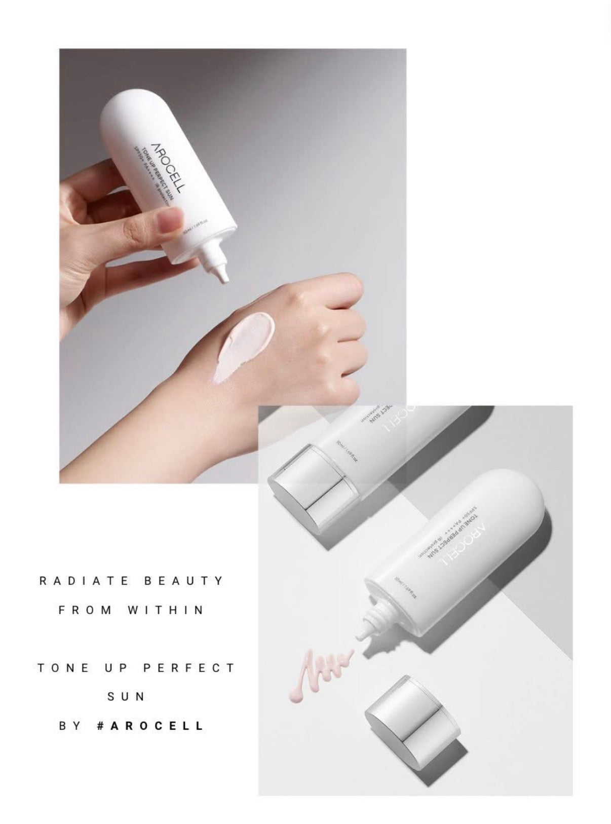 Sun Screen Tone Up Perfect Sun. SPF 50, UVA (PA++++), IR (IPF16). Blocks Infrared that causes aging