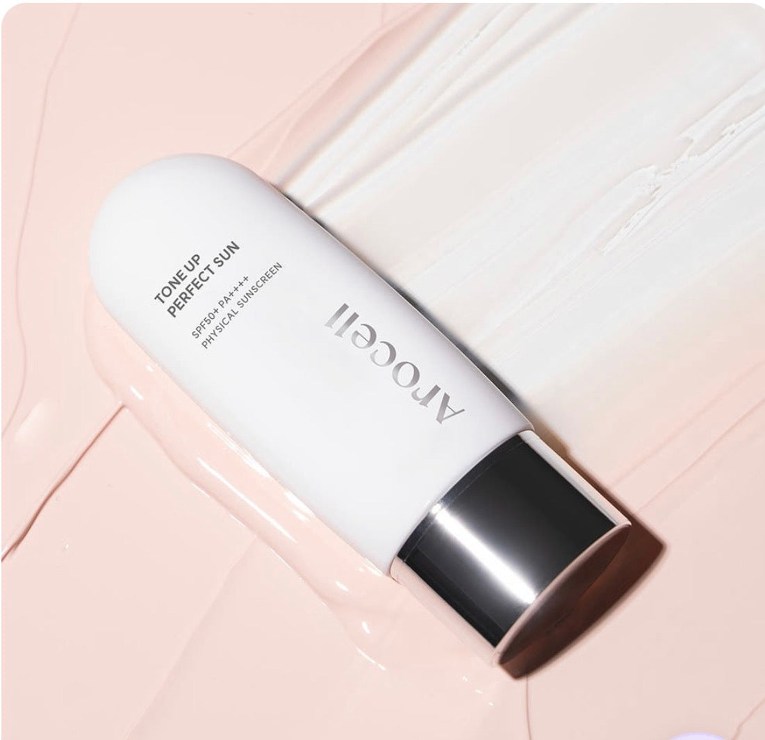 Sun Screen Tone Up Perfect Sun. SPF 50, UVA (PA++++), IR (IPF16). Blocks Infrared that causes aging