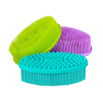 Silicon Sponge Shower Scrub Certified Food Grade Dual Sided Loofah Hygenic Bath Brush, Quick-Dry Exfoliating , Massage Brush Sensitive Skin Women Men